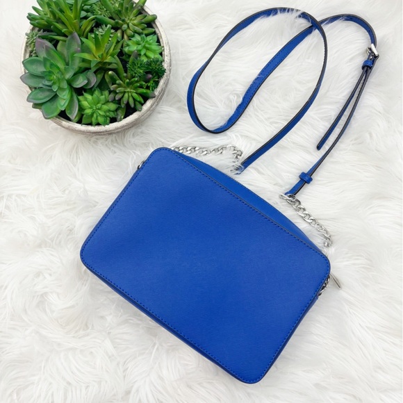 Michael Kors Blue Leather Perforated Crossbody Bag - Picture 9 of 11